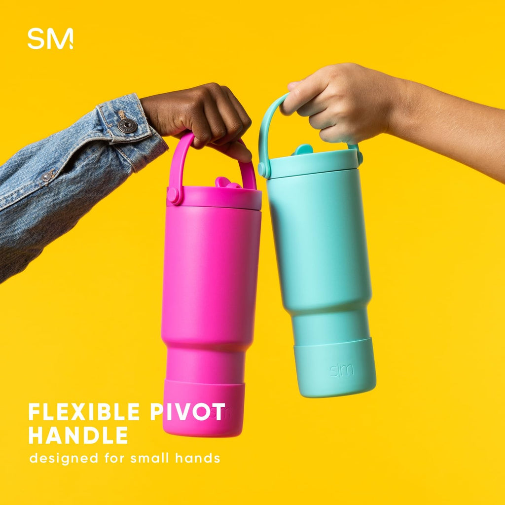 24oz Stainless Steel Kids Flip Straw Tumbler - 80s Mix