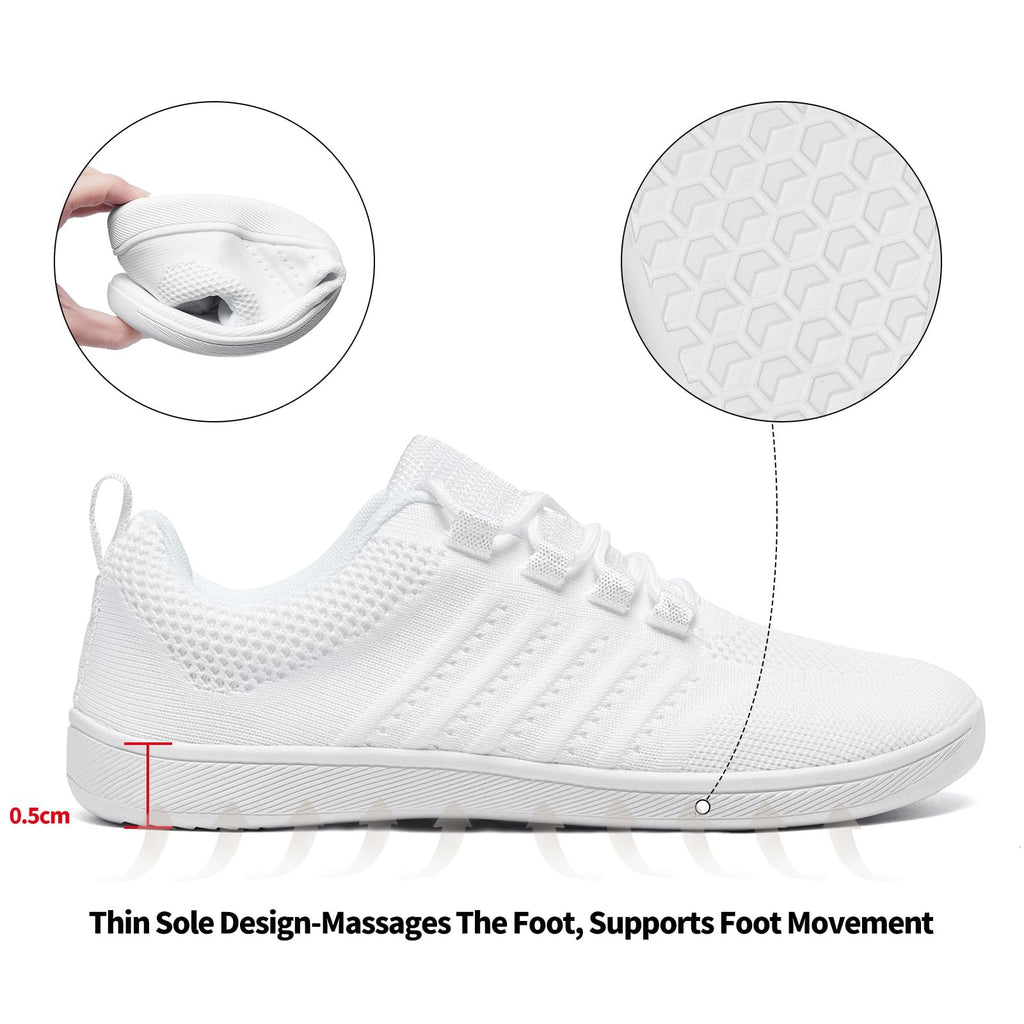 Limberun Wide Toe Box Sneakers White 5W/4M Minimalist Walking Shoes
