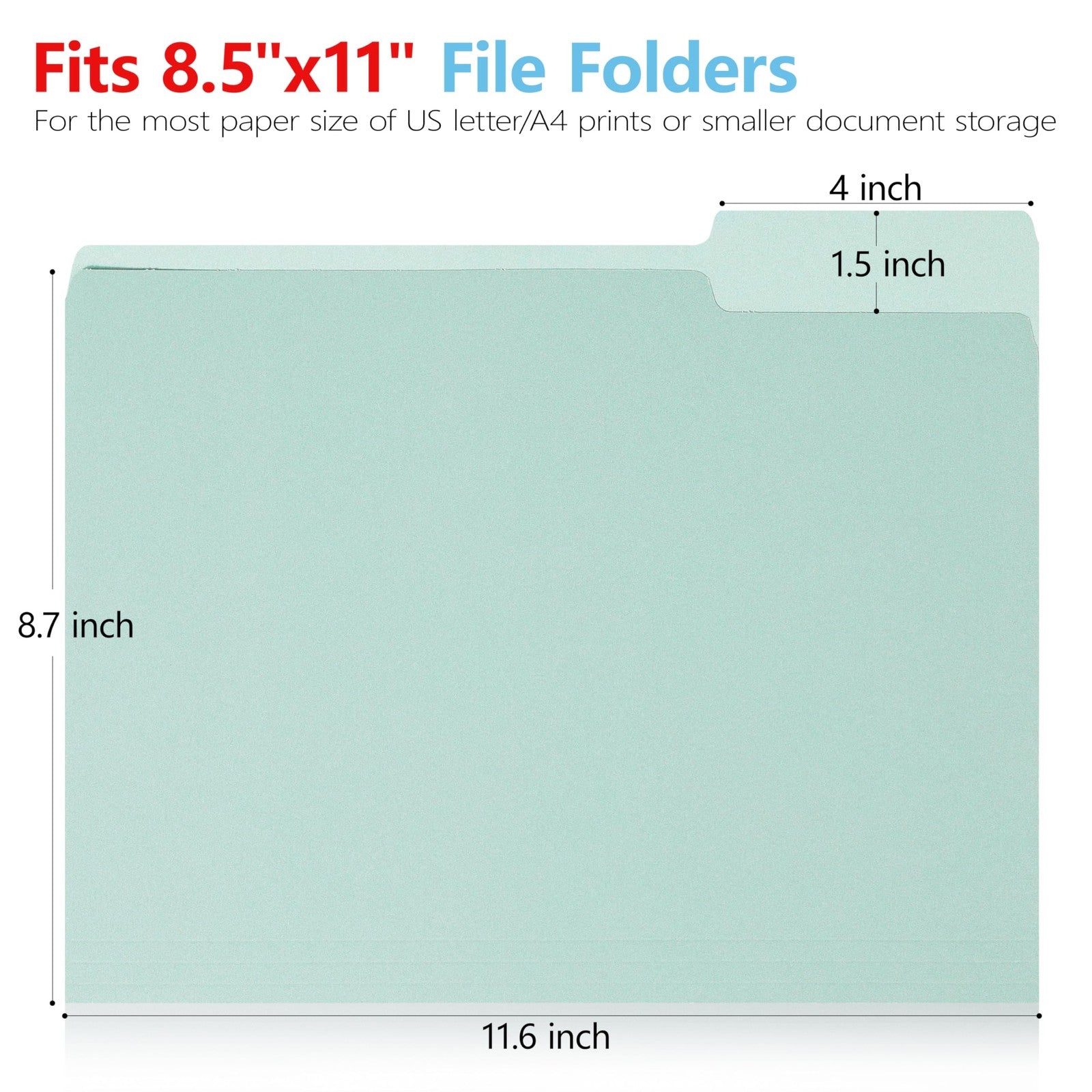 18 Pack Two Tone File Folders, 6 Pastel Colors, 8.5x11 Letter Size