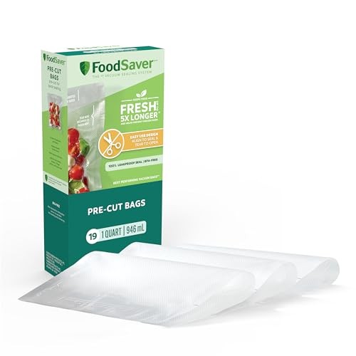 Clear FoodSaver Quart Vacuum Seal Bags, 19 Pack, No Scissors Needed