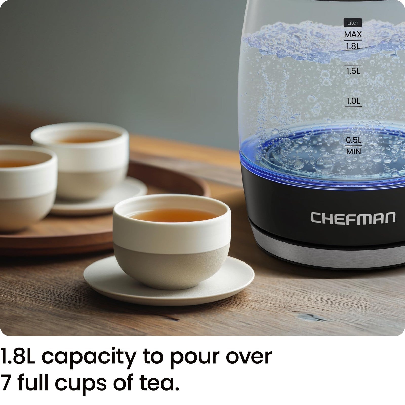 1.8L Chefman Electric Kettle, Fast Boil, Auto Shut Off, BPA Free