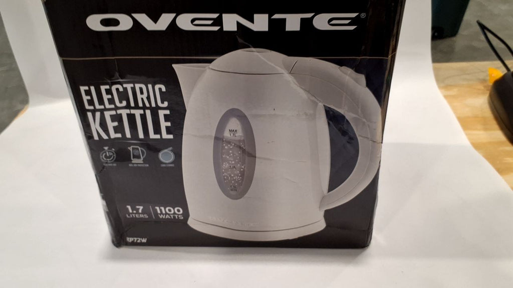 1.7L OVENTE Electric Kettle w/ Auto Shut-Off & Removable Filter White