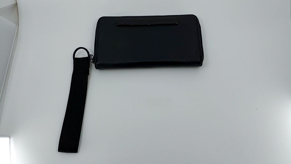 Steve Madden Bzip-Web Zip Around Wallet Wristlet (Black w/Black)