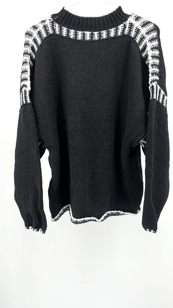 Contrast Trim Turtleneck Long Sleeve Sweater