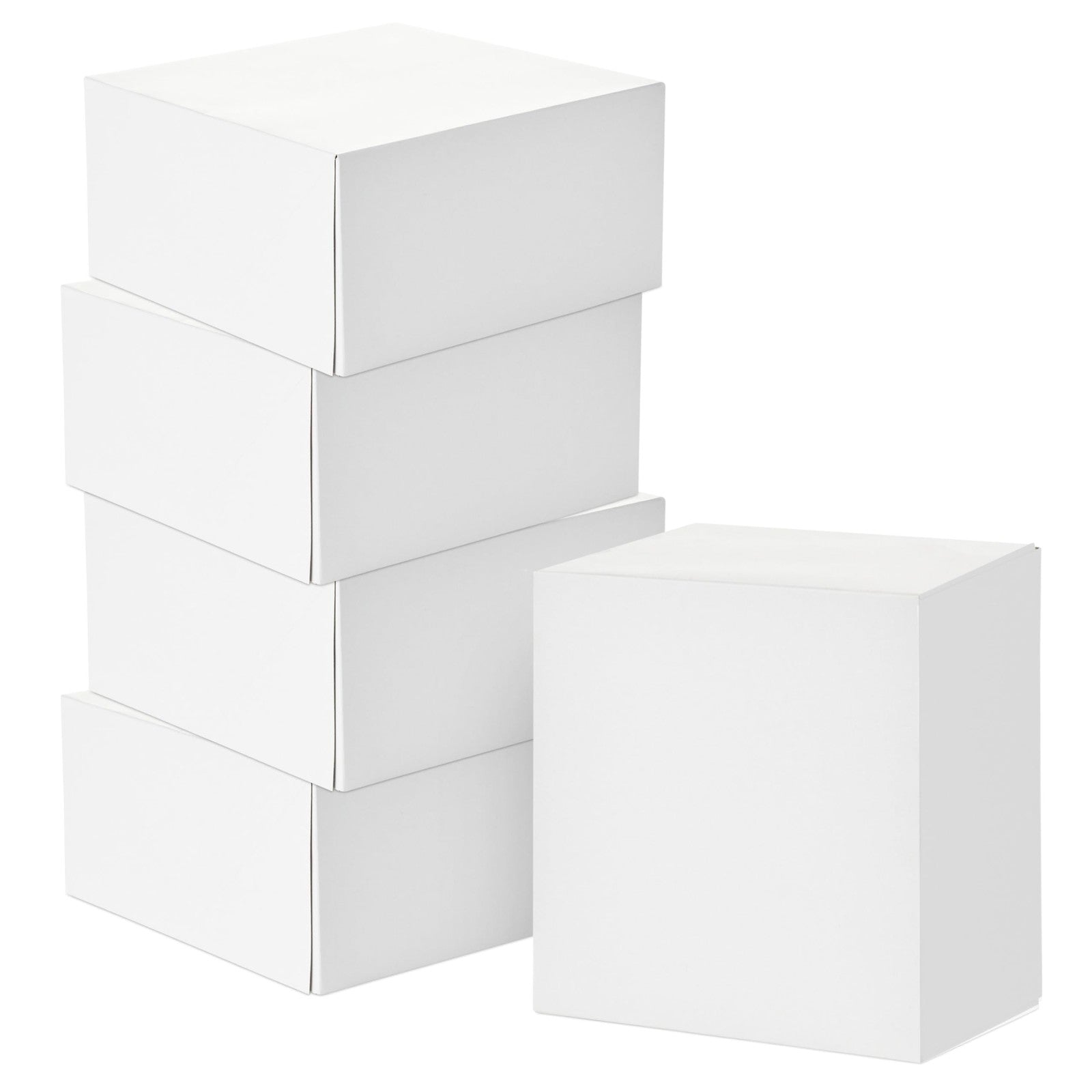 5 White 8" Gift Boxes w/ Lids - Perfect for Christmas & Birthdays