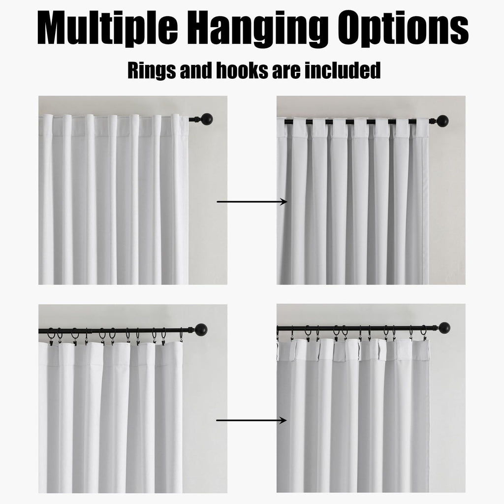 Blackout Curtains 52W x 72L - 2 Panels Set, Thermal Insulated, White