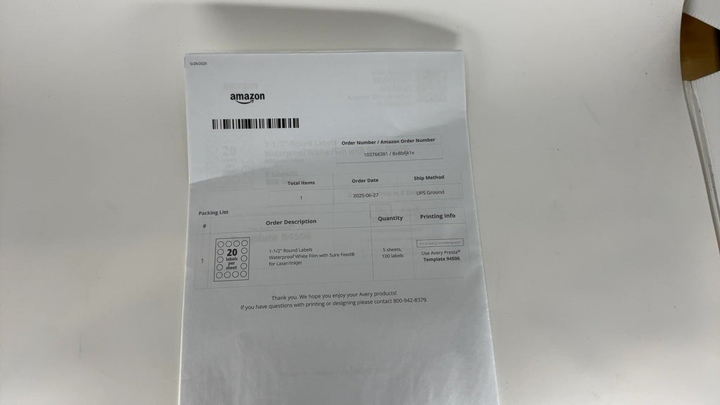 Durable Waterproof Labels, 1.5 In, 100 Count, Laser & Inkjet Printable