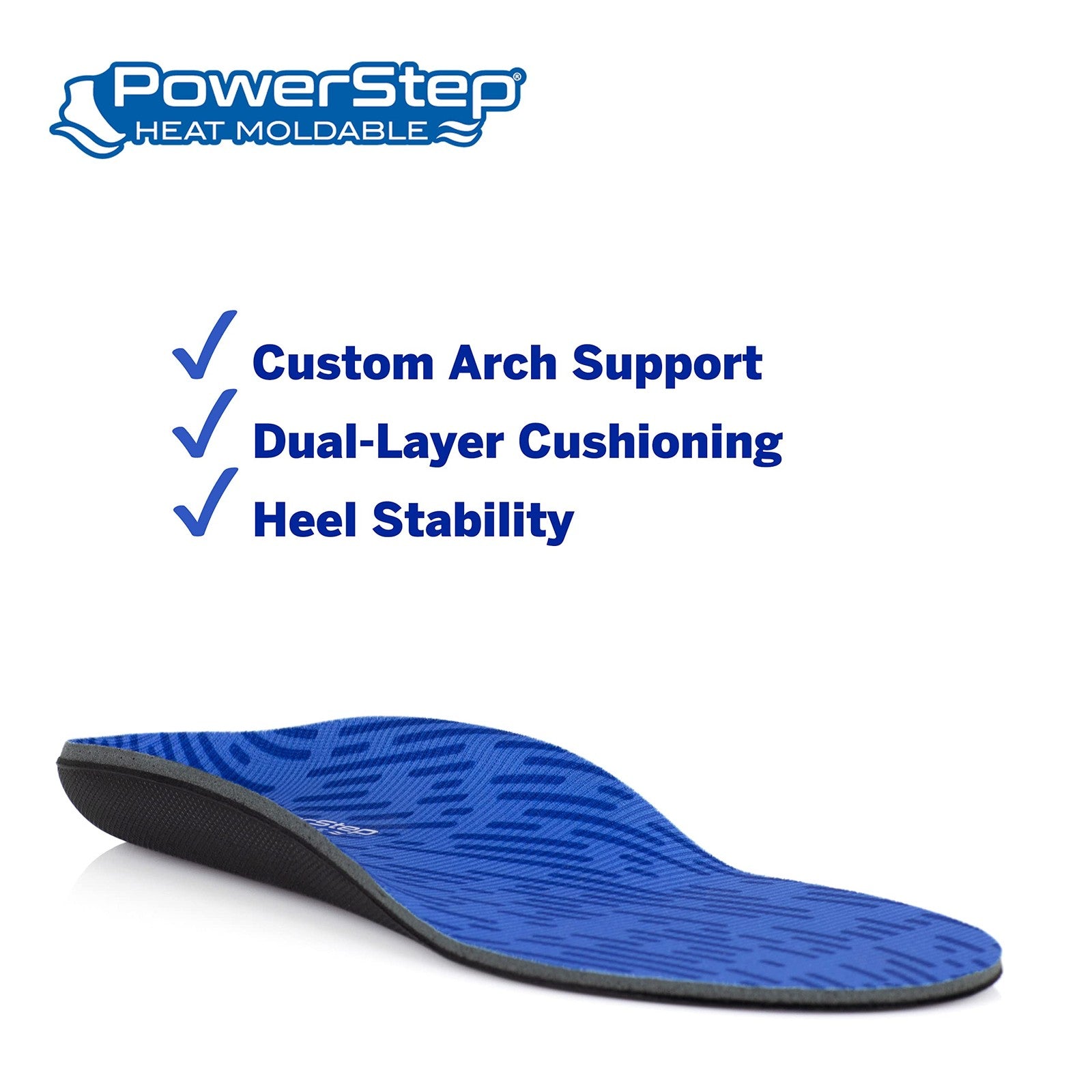 PowerStep Arch Support Insoles Heat Moldable Blue Men's 9-9.5 Women's 10.5-11