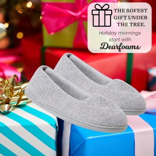 Dearfoams Women's Lightweight Closed Back Slipper, Wide Width, Sleet, 9-10