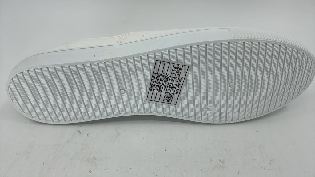Classic Womens White Flower Sneakers, Lightweight Canvas Size 9.5