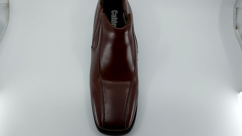 Calden Men's Zipper Dress Boots - 3.2 In Taller, Size 9 D, Brown Leather