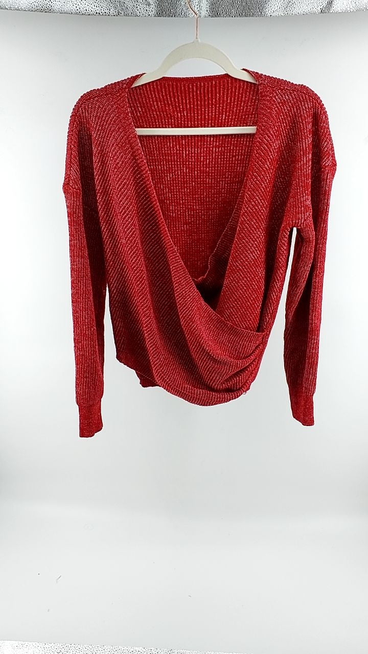 Surplice Long Sleeve Knit Top