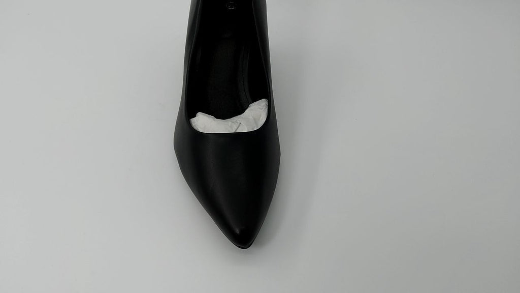 Women’s Black PU Kitten Heels 2 Inch Closed Toe Pumps Size 9.5