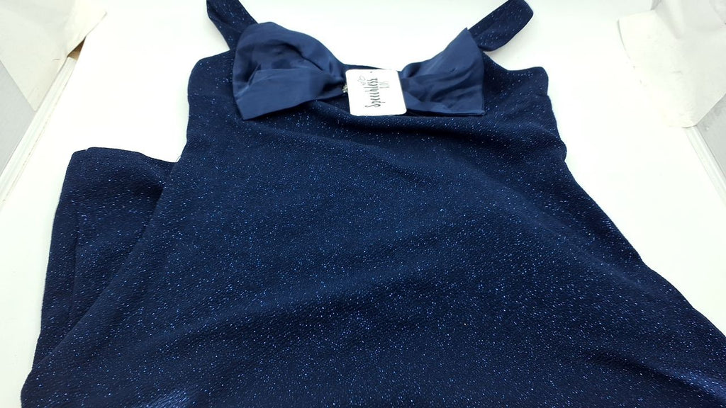 Speechless Girls' Sleeveless Glitter Knit A-Line Party Dress, Navy, 14