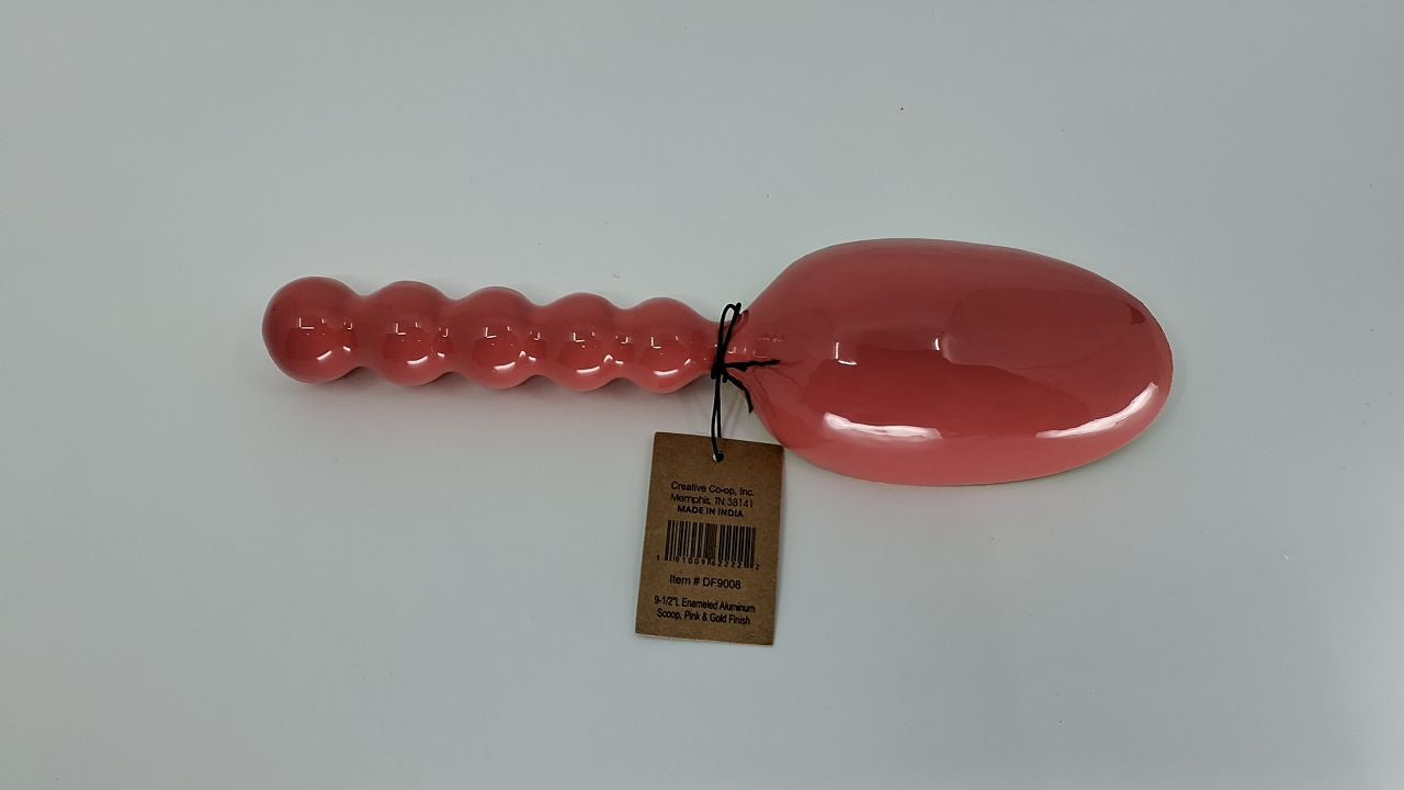Creative Co-Op Enameled Aluminum Kitchen Scoop, Pink and Gold