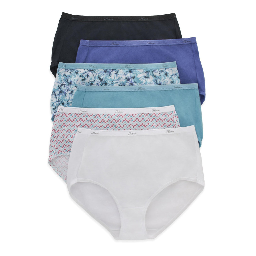 Hanes 6-Pack Women's Briefs, Cotton, Tagless, Moisture-Wicking