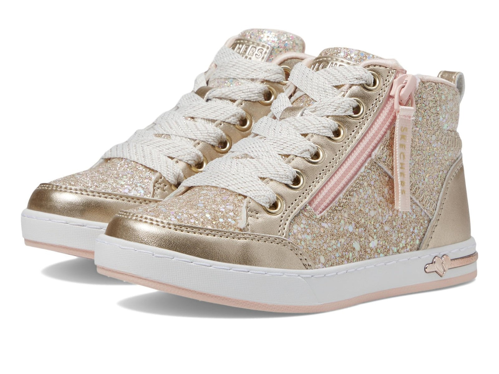Skechers Kids Girls Shoutouts 2.0-Glitter Queen Sneaker, Gold, 4 Big Kid