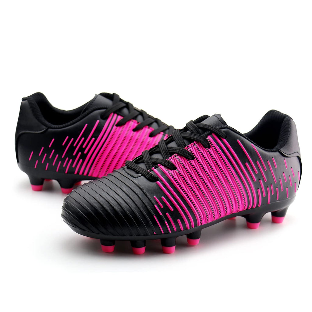 Boys Girls Soccer Cleats Size 2 Black/Fuchsia Athletic Shoes