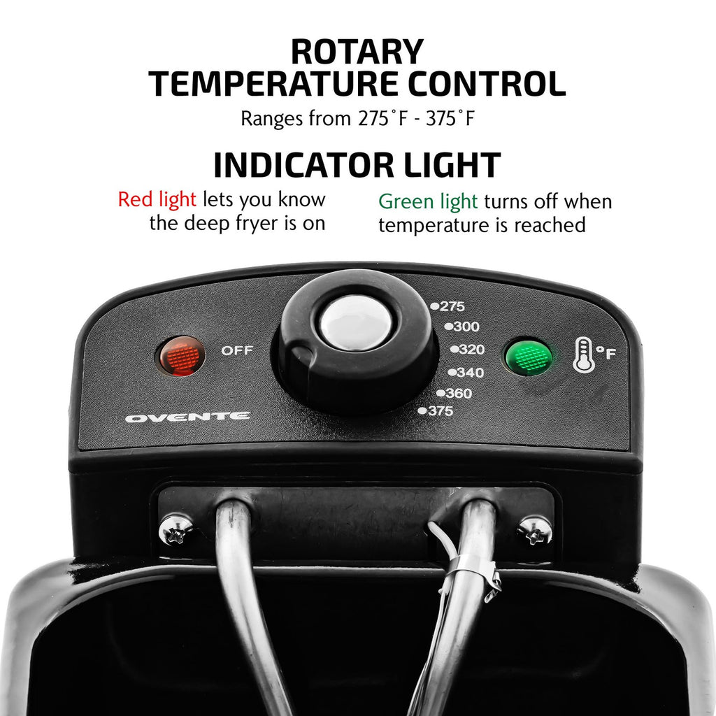OVENTE FDM2201BR Deep Fryer, 2L, Adjustable Temp, Stainless Steel, Silver
