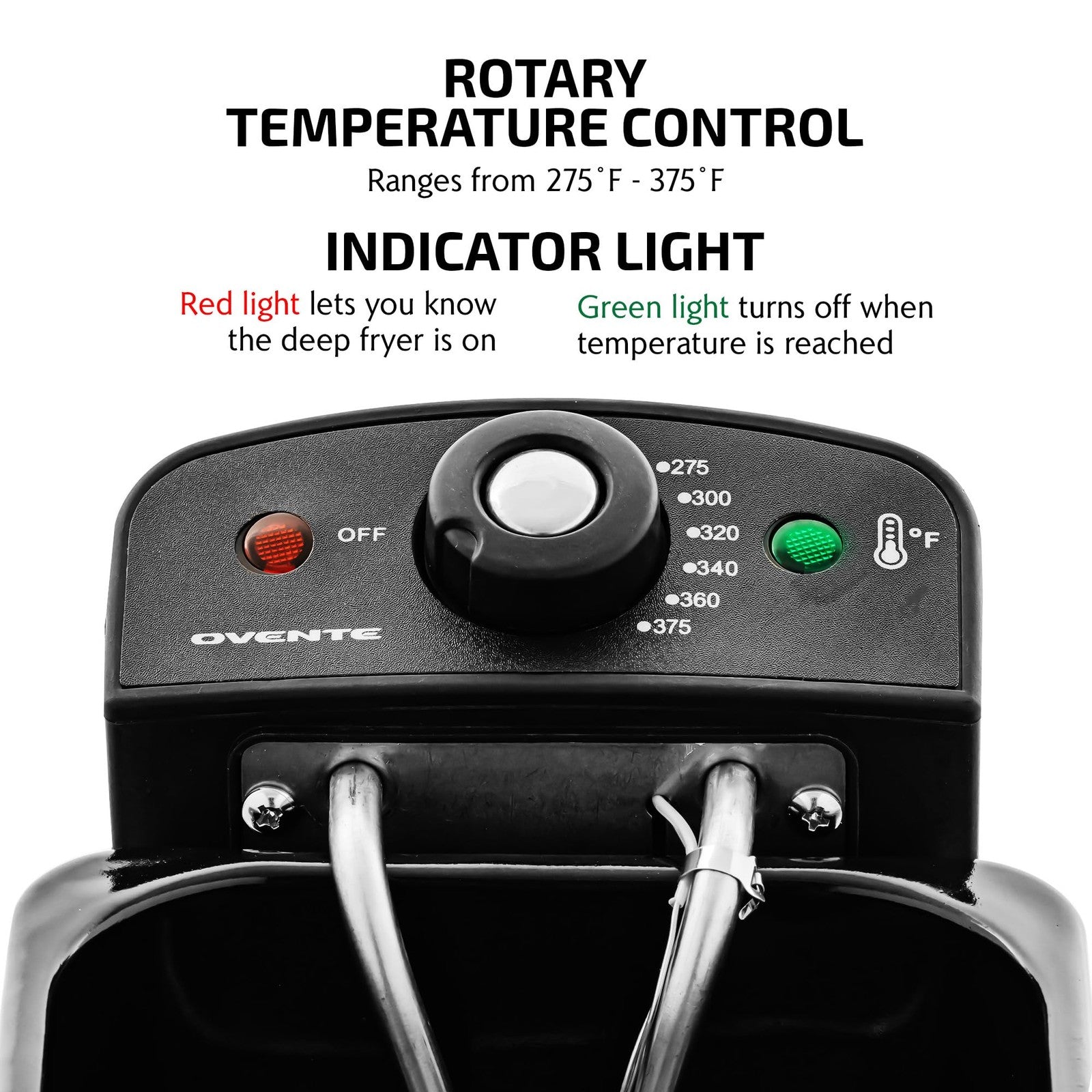 OVENTE FDM2201BR Deep Fryer, 2L, Adjustable Temp, Stainless Steel, Silver