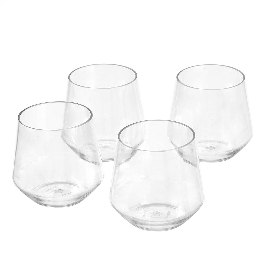 Set of 4 Clear 14 Oz Tritan Stemless Wine Glasses, Shatterproof