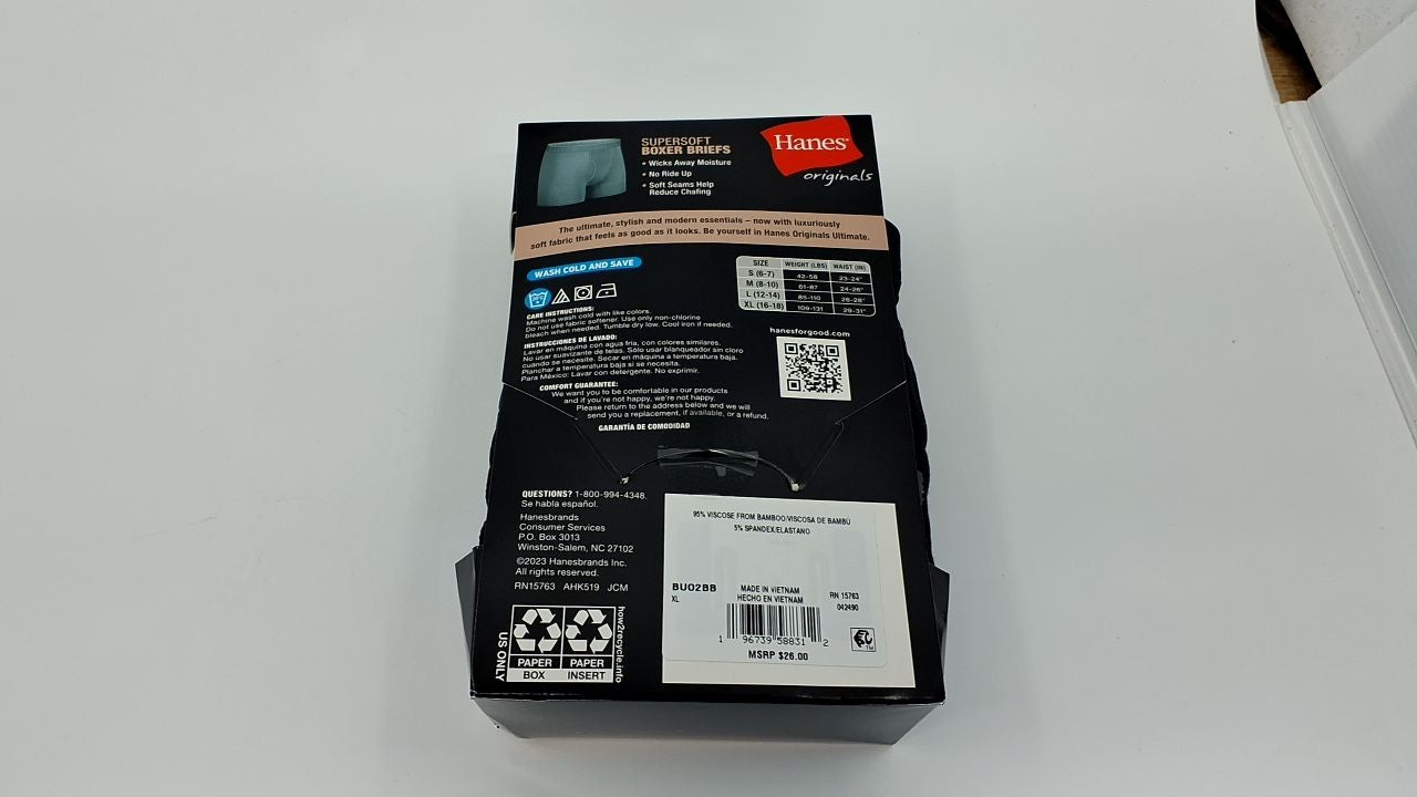 Hanes Ultimate Boys' Boxer Briefs, Black, 5-Pack, Moisture-Wicking