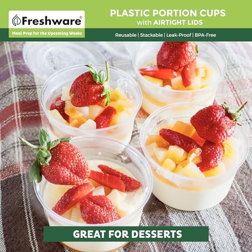 200 Clear Plastic Portion Cups w/ Lids - 4 Oz Souffle & Condiment Use