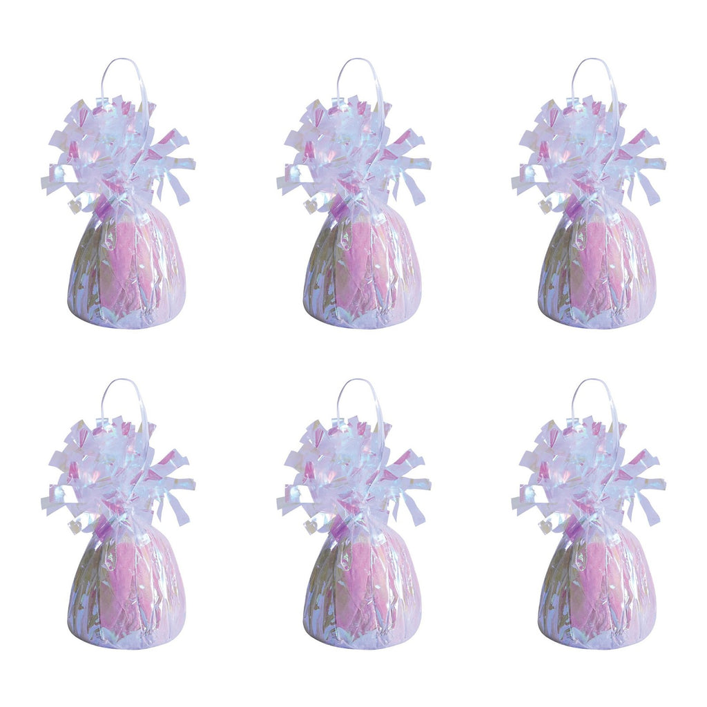 6 Pack Metallic Wrapped Balloon Weights, Opalescent, 6 Oz Centerpieces