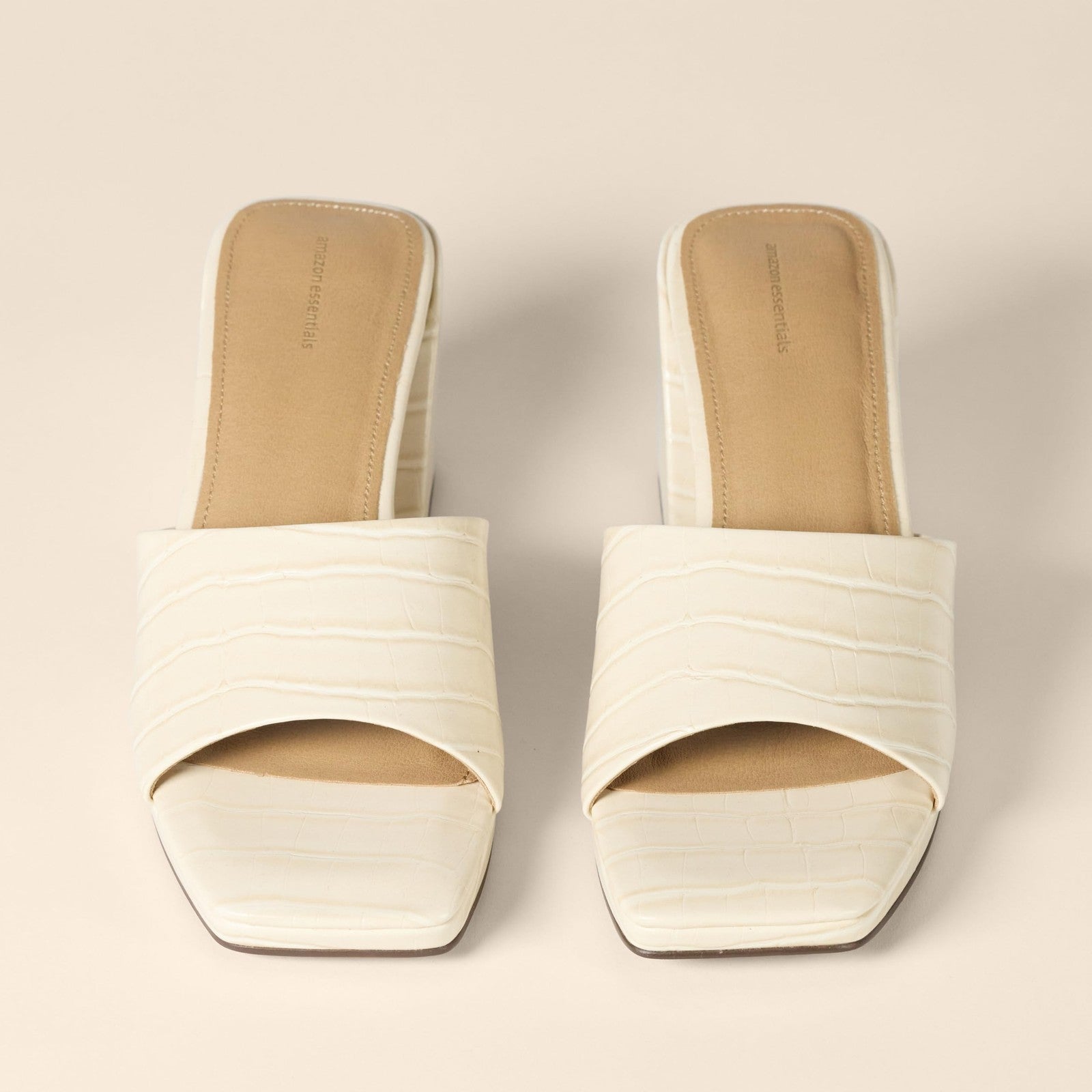 Amazon Essentials Women's Platform Mule Sandals, Cream Faux Crocodile, 9