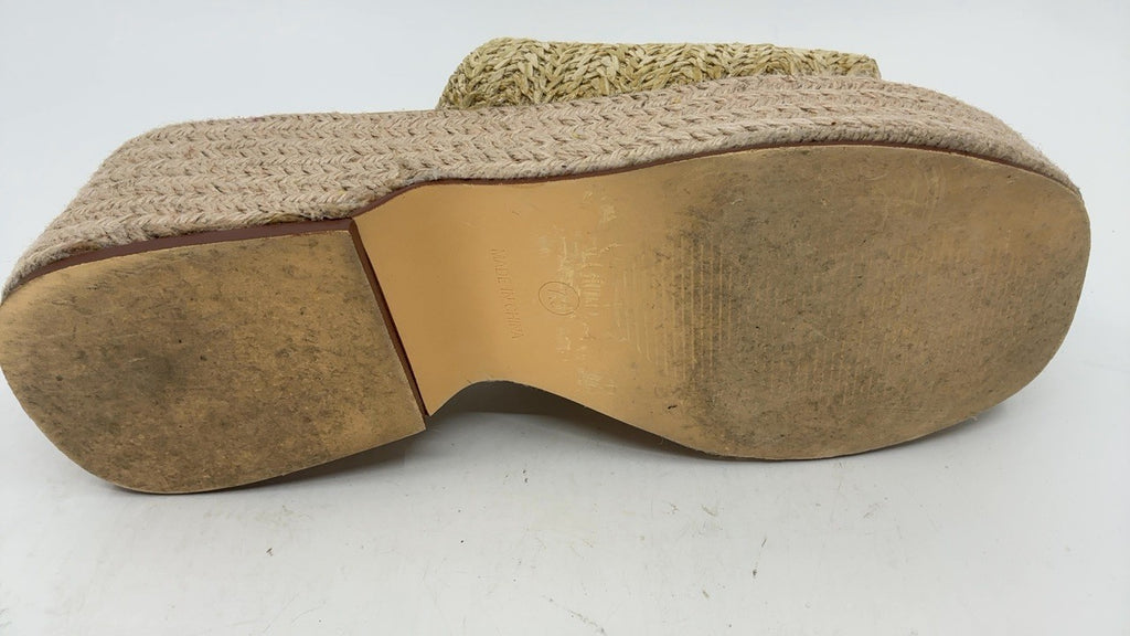EQAUDES Women's Espadrille Platform Sandals 7.5 Apricot Open Toe