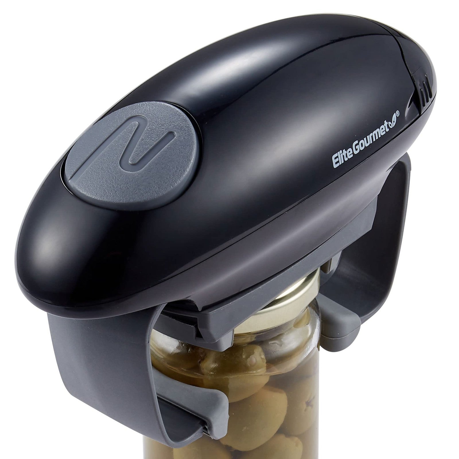 Elite Gourmet EJO800 Jar Opener, Automatic, Fits Most Lids, Black/Gray