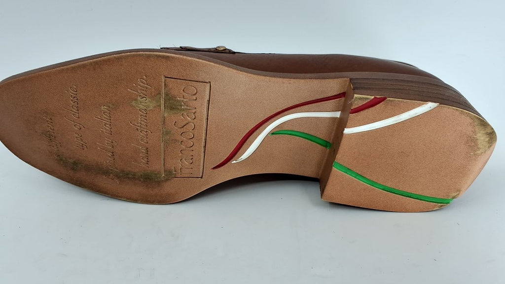 Franco Sarto Women's Edith Almond Toe Penny Loafers - Tobacco Brown Leather,8.5W