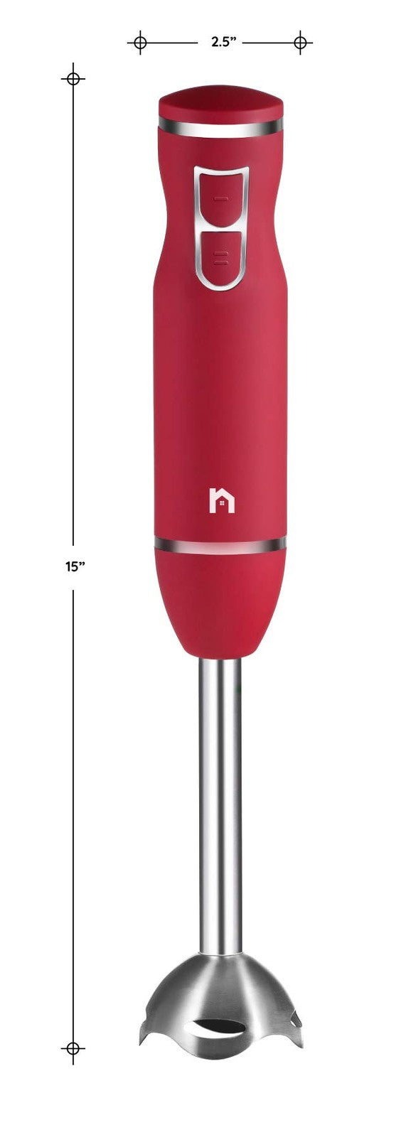 300W Immersion Blender Red 2 Speed Stick Mixer w/ Stainless Steel Blade