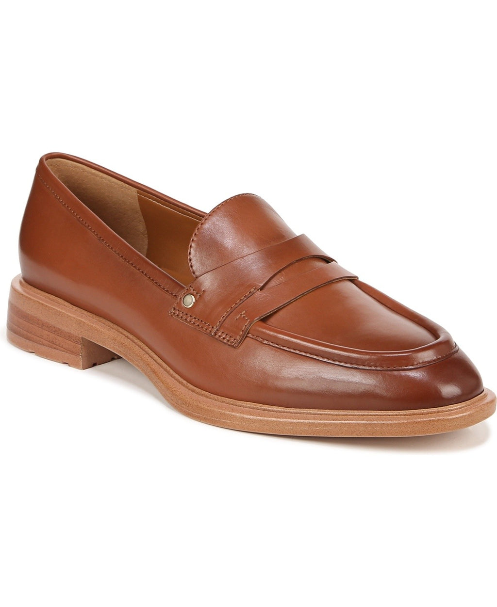 Franco Sarto Women's Edith Almond Toe Penny Loafers - Tobacco Brown Leather,8.5W