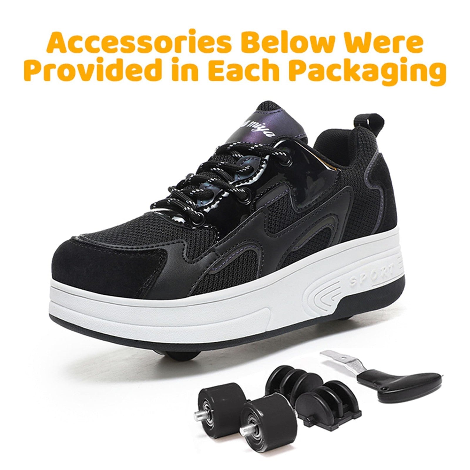 Black Roller Skate Shoes for Kids Size 6 Wooowyet Wheeled Sneakers