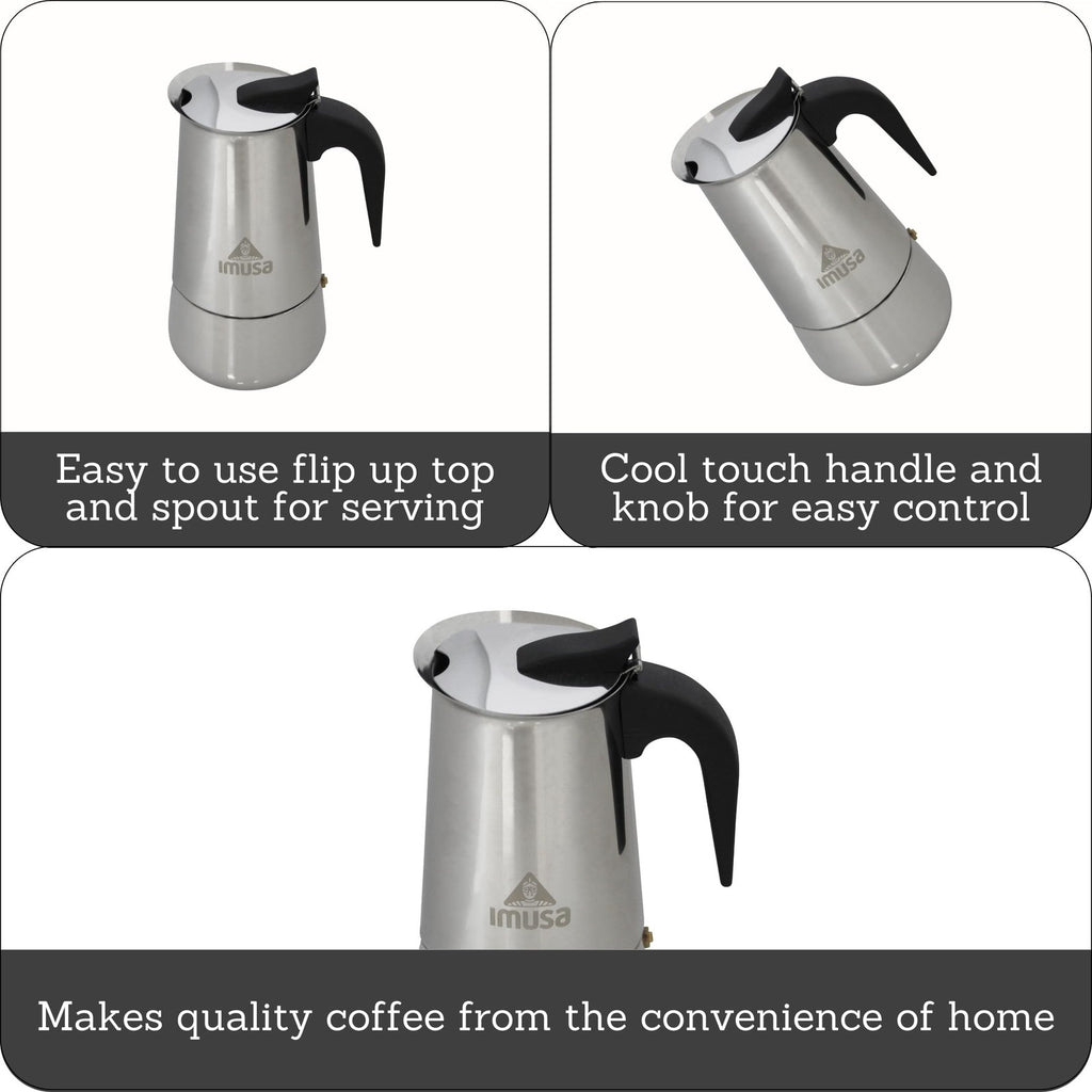 Stainless Steel 4-Cup Stovetop Espresso Coffeemaker by IMUSA
