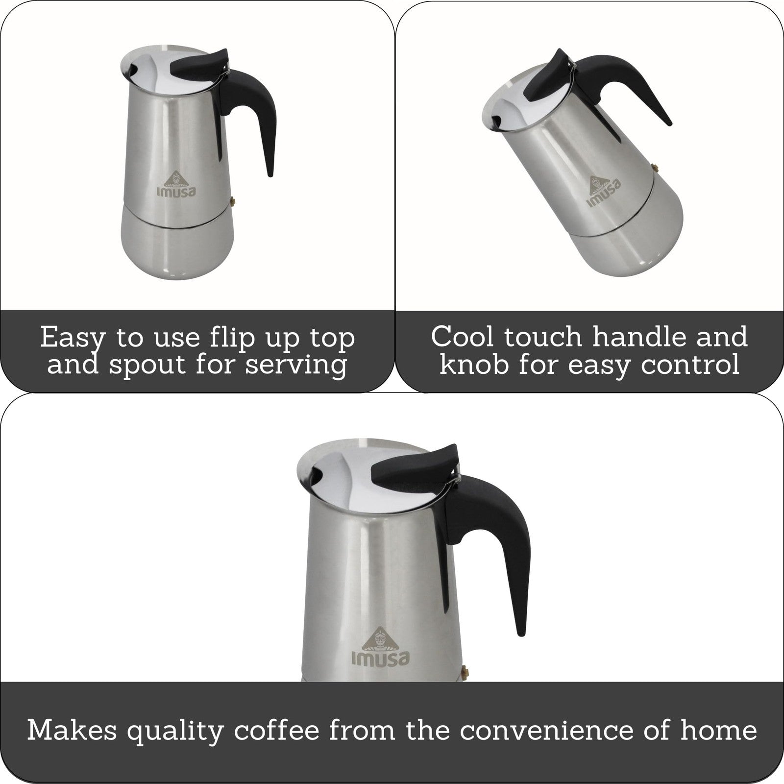 Stainless Steel 4-Cup Stovetop Espresso Coffeemaker by IMUSA