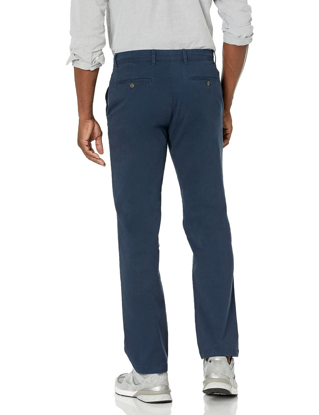 Mens Straight-Fit Casual Stretch Chino Pants, Dark Navy, 40W x 29L