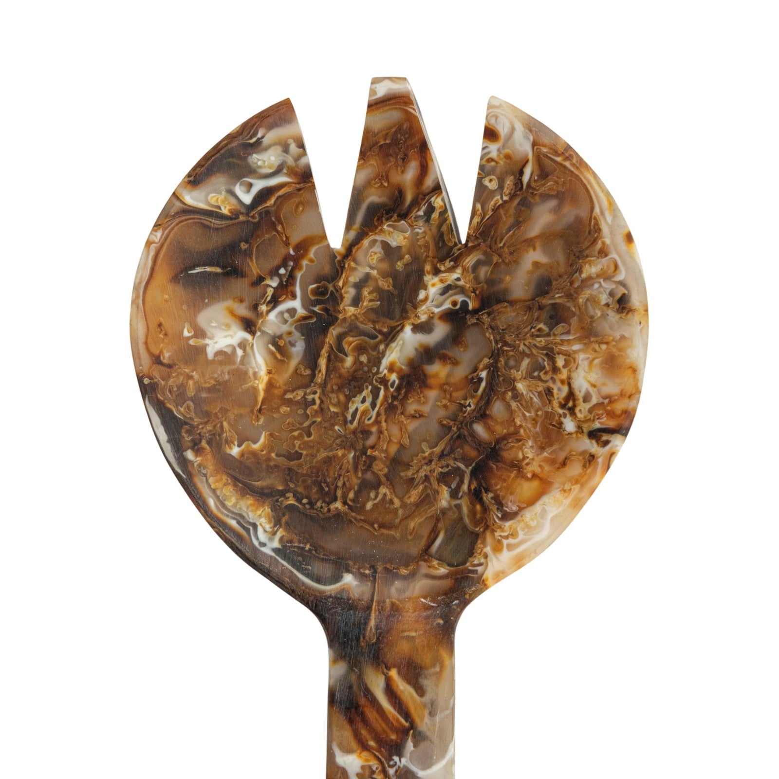 Creative Co-Op Resin Salad Servers with Matte Marble Finish, Brown, Set of 2