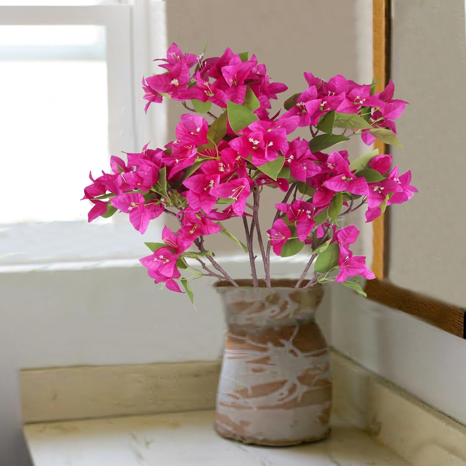Artificial Bougainvillea Branches 33.46 In Red Silk Flowers - 2 Pcs