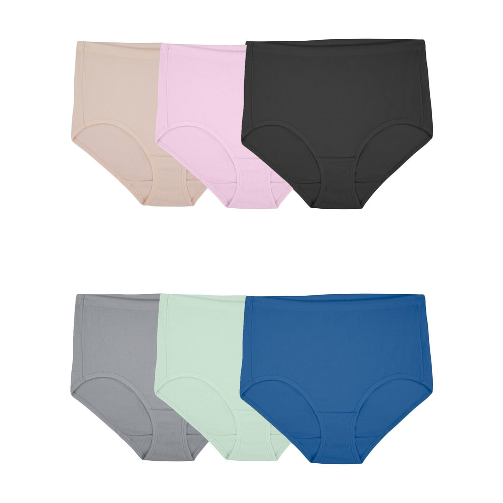6 Pack Fruit Of The Loom Women's Breathable Briefs, Size 10, Colors Vary
