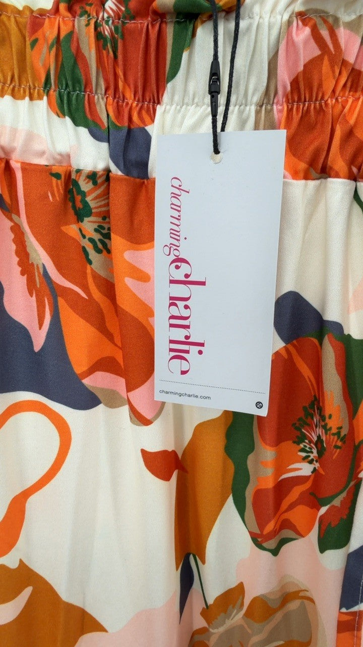 Full Size Floral Print Tiered Skirt Plus Size