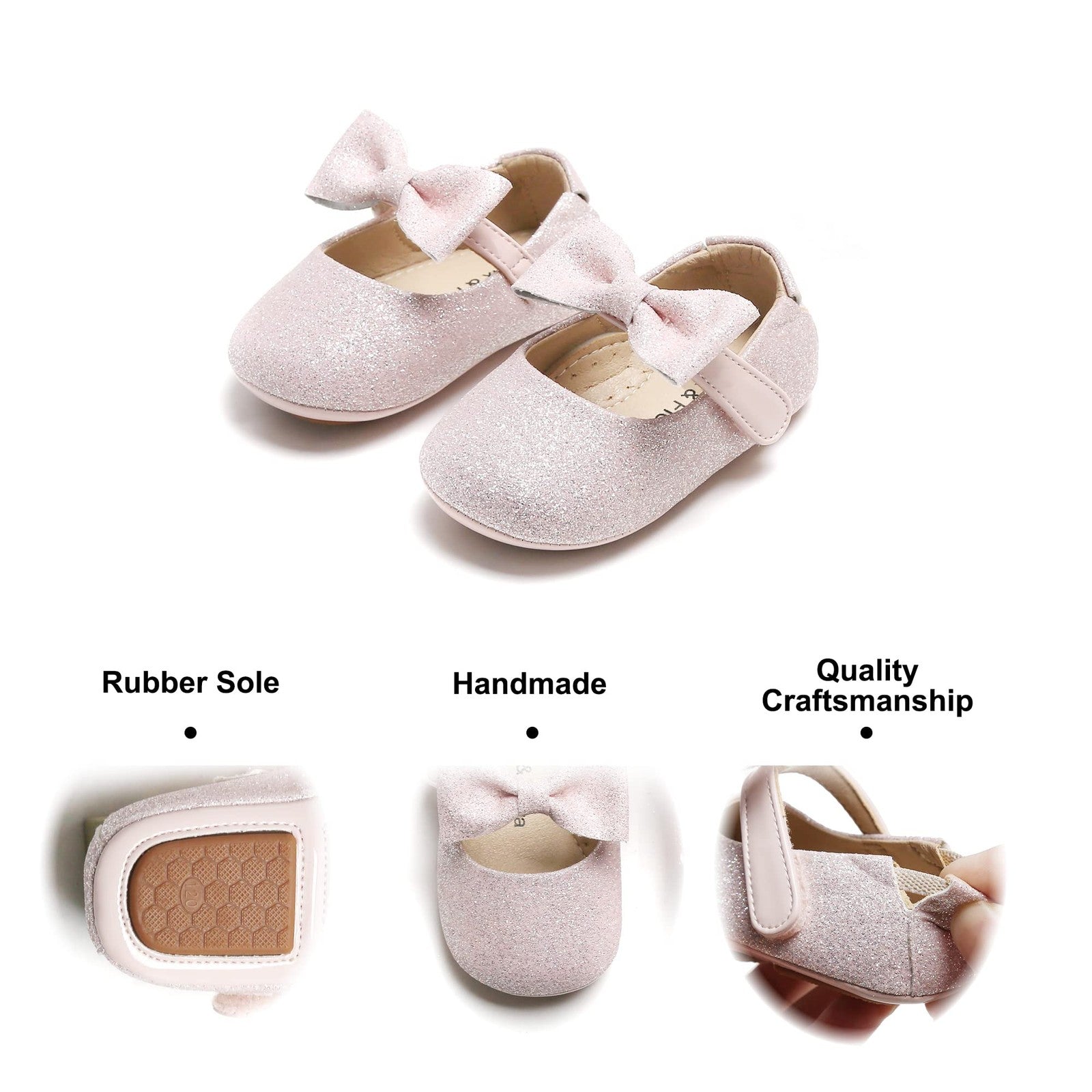Felix & Flora Soft Sole Leather Baby Shoes - (Light Pink,12-18 Months Infant)