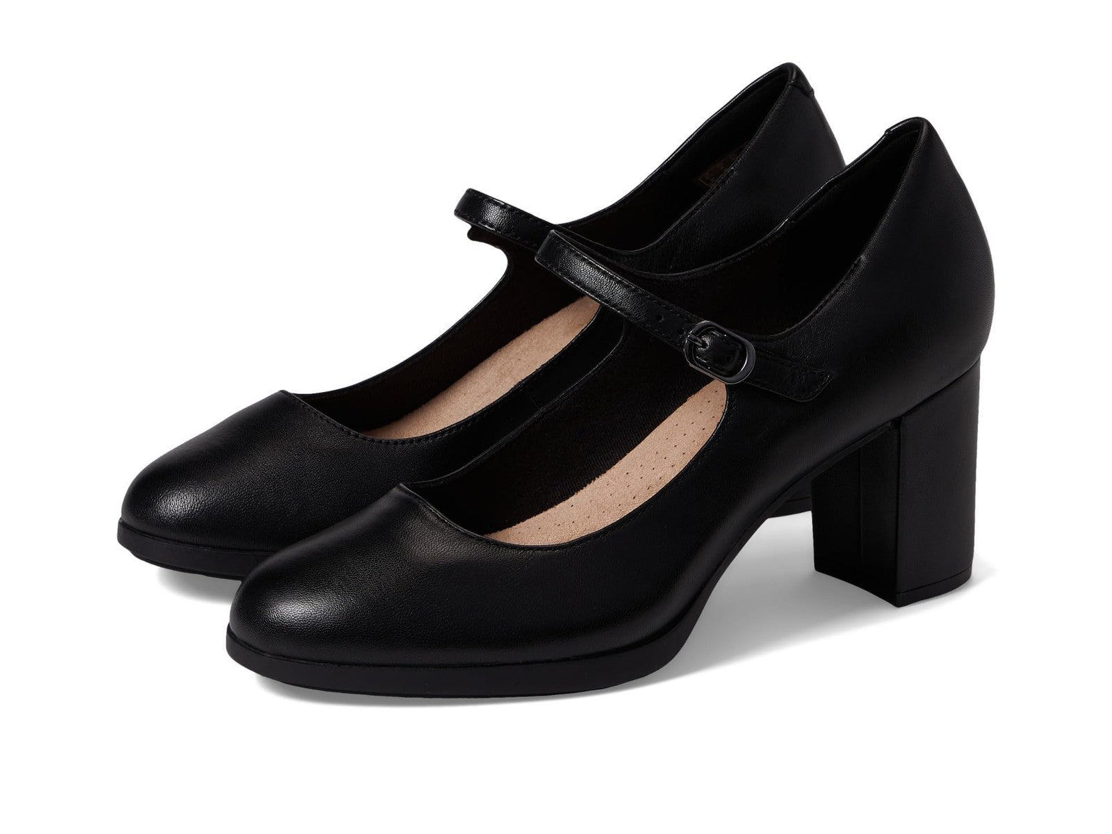 Clarks Black's Bayla Nora Pump, Black Leather, 7 Medium US
