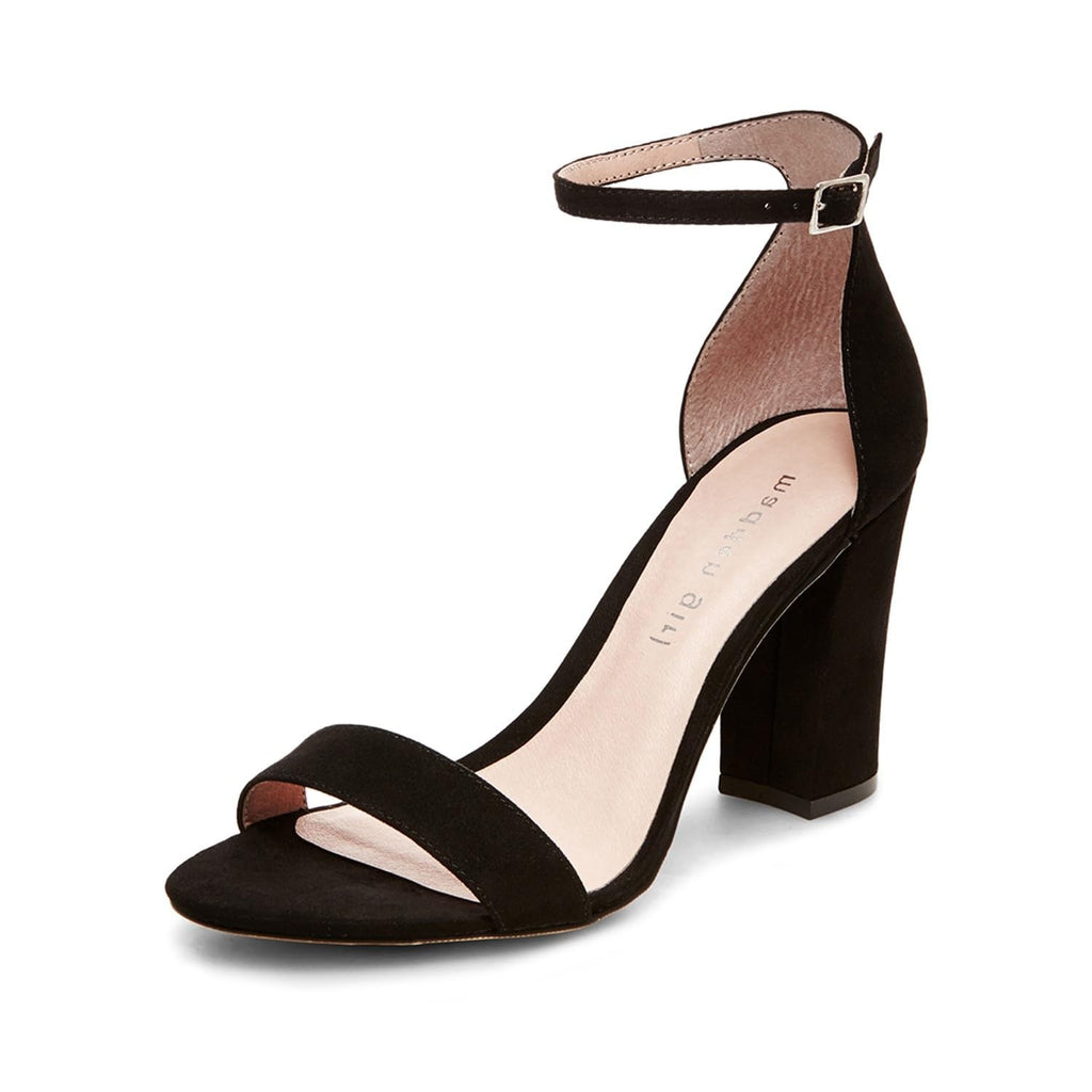 Madden Girl Women's Beella Heeled Sandal, Black Fabric, 9