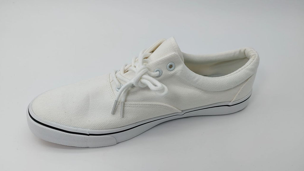 Mens Size 12 White Canvas Sneakers Low Top Fashion Shoes