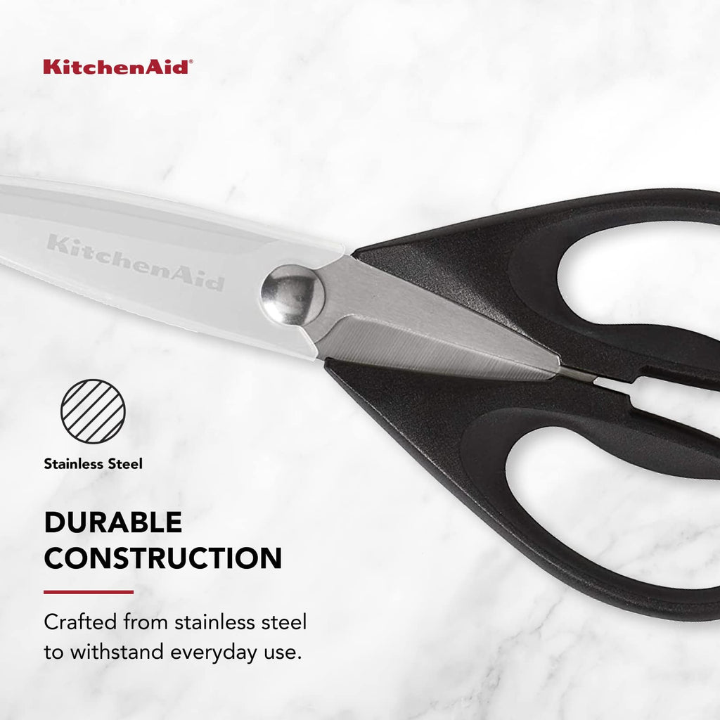 Durable Kitchen Shears w/ Protective Sheath 8.72 In Black Stainless Steel