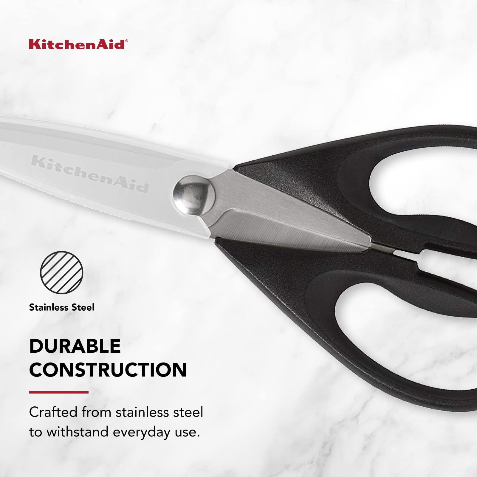 Durable Kitchen Shears w/ Protective Sheath 8.72 In Black Stainless Steel