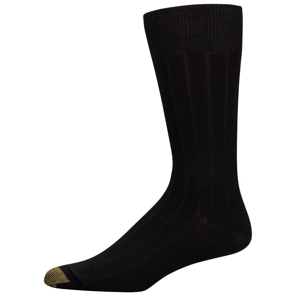 GOLDTOE Men's Hampton Crew Socks, 3-Pairs, Black, Large