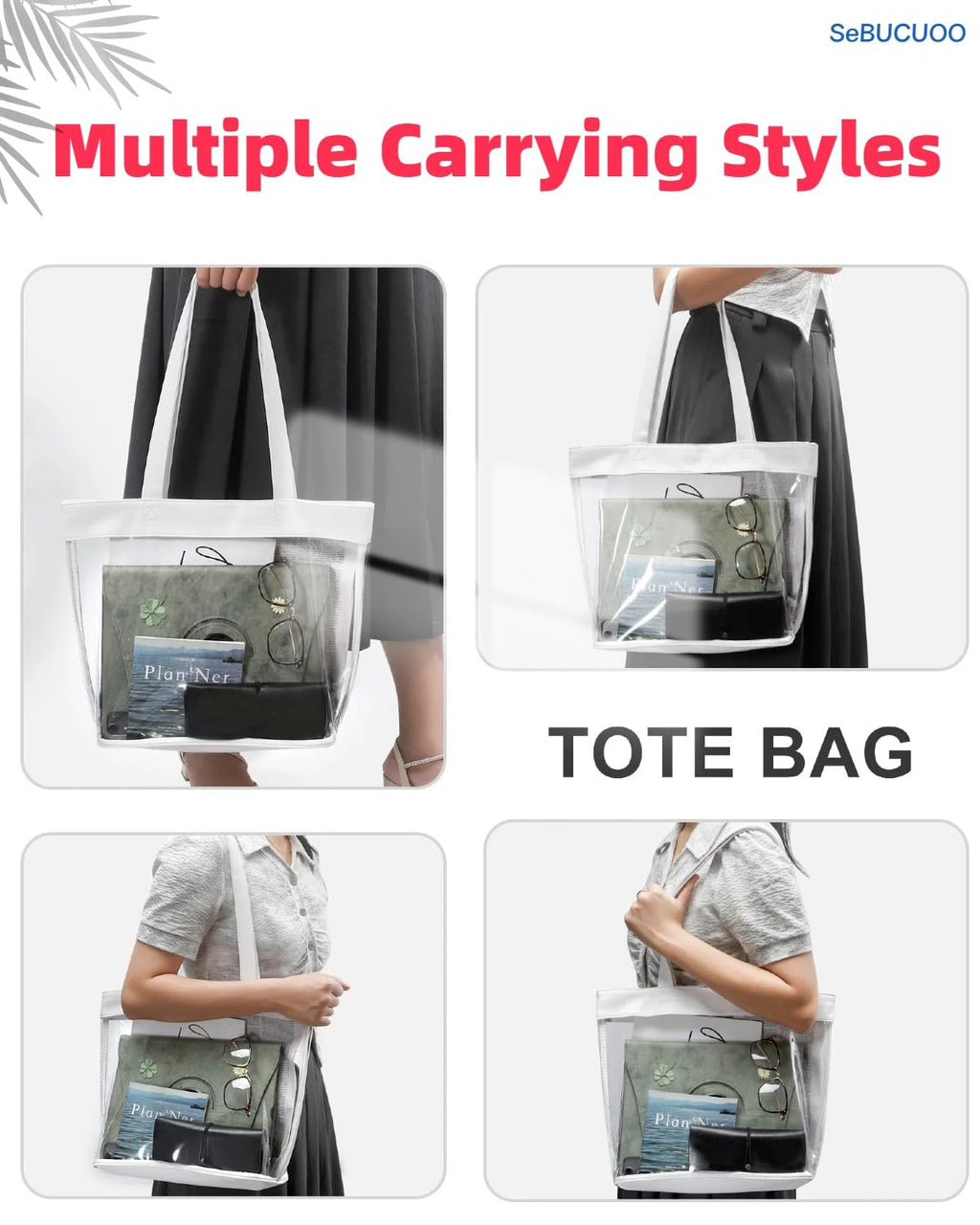 Clear Stadium Bag 12x6x12, Water Resistant Tote for Events & Festivals